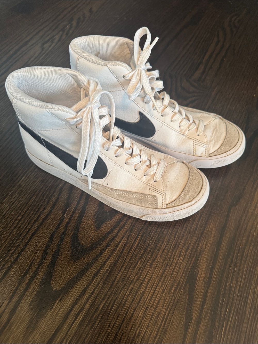 Nike High-Top Blazer  Sneakers in White with Black Swoosh